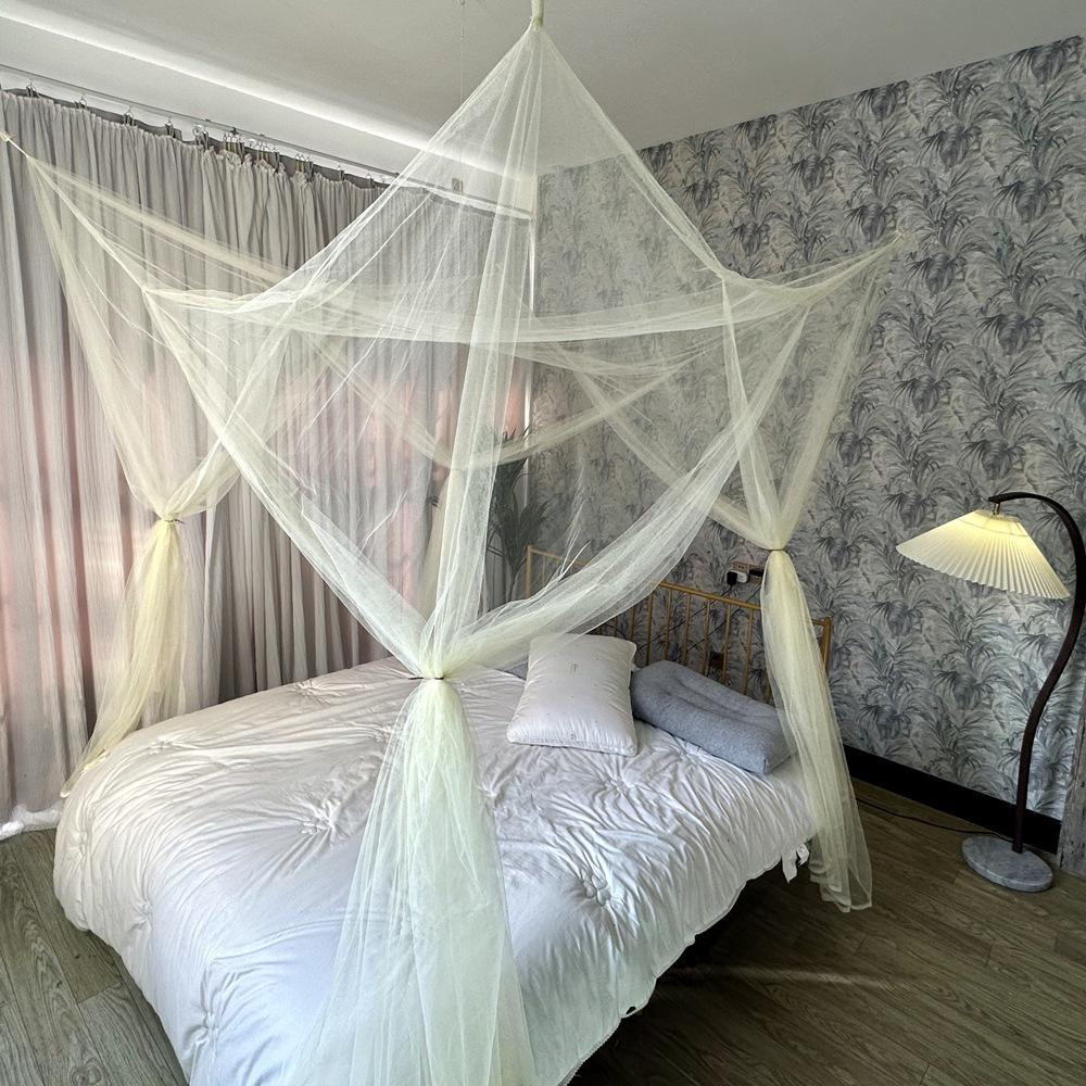 2-Meter Encrypted Four-Door Square Mosquito Net with Hooks - Simple Inn Style