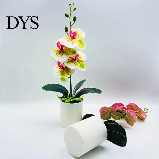 Artificial Bonsai Plant No-watering Realistic Weather-resistant Outdoor Indoor Fresh-keeping Potted Fake Orchid Flower for Balcony