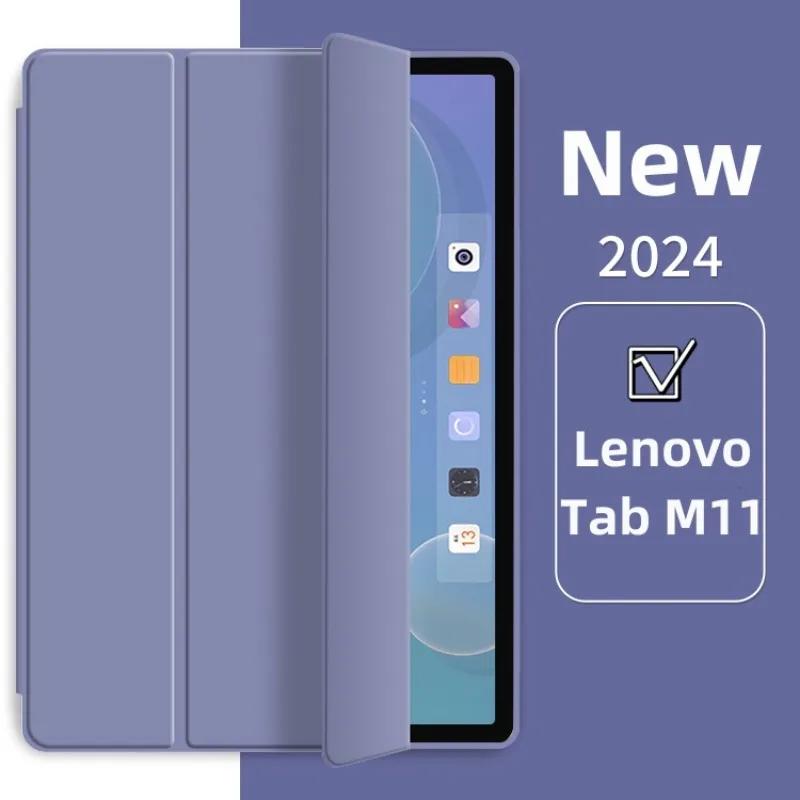 For Lenovo Xiaoxin Pad 2024 Case TB331FC 11 Inch Tri-Folding Stand Magnetic Soft TPU Back Cover for Lenovo Tab M11 TB330FU Case