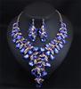 Gorgeous Colorful Crystal Flower Drop Collar Necklace Earring Luxury Wedding Jewelry Set Exaggerated Girl's Bridal Party Gift
