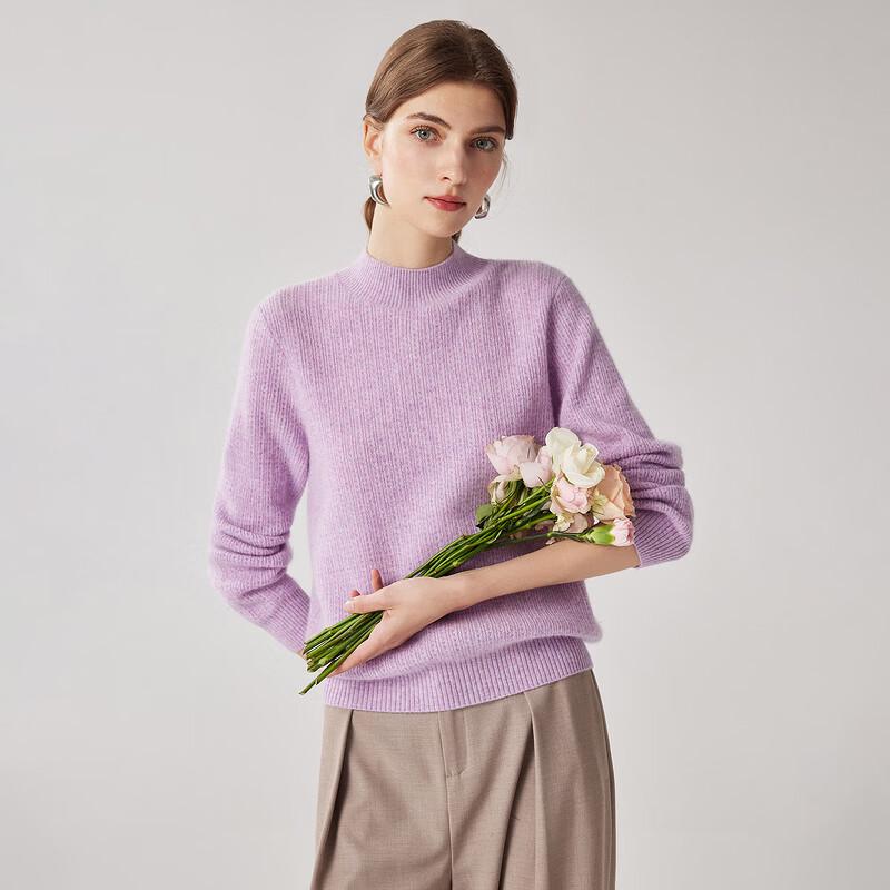 Zhaojun Women's Mock Neck 100% Cashmere Cable Knit Sweater