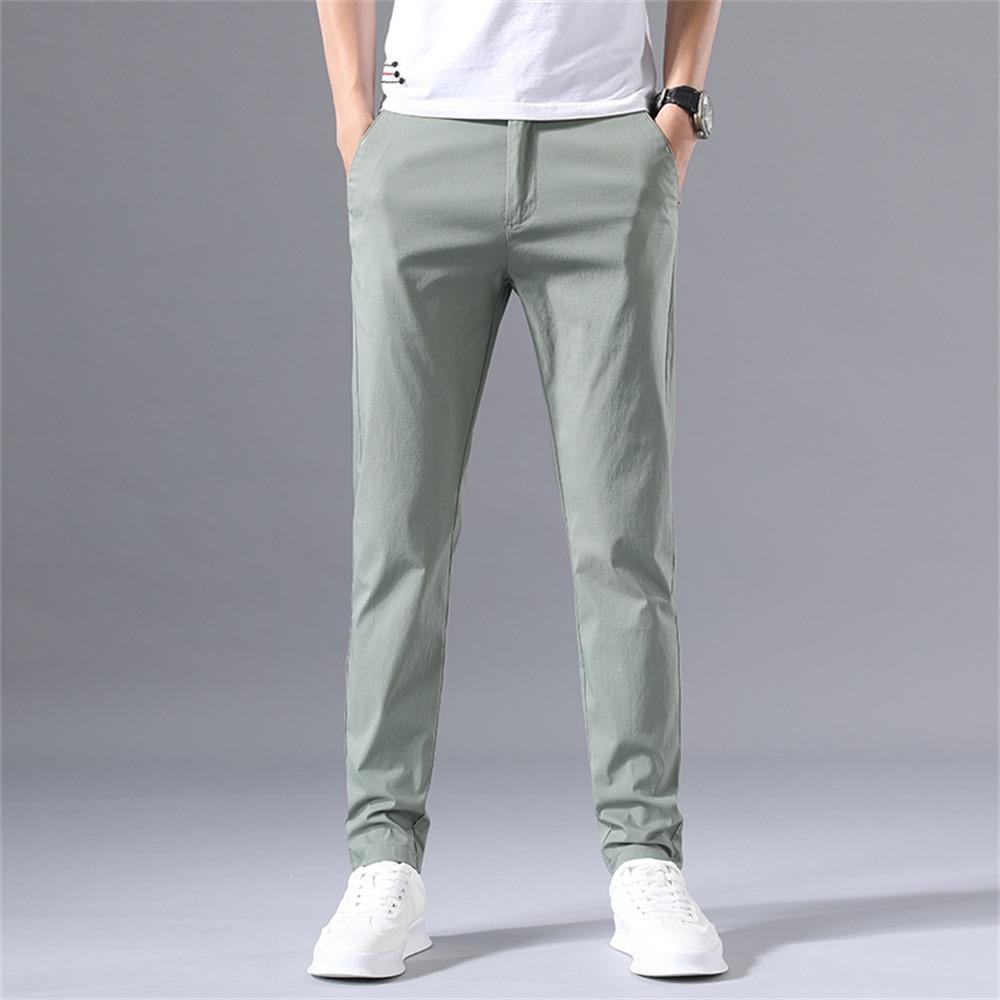 Casual Pants Summer Thin Slim Fit New Trend Light Business Pants Loose Straight Ice Silk Trousers