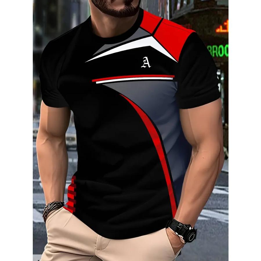 Men Geometry 3D Print T-shirts for Women Stretch Polyester Casual Short Sleeve Tops Summerwear