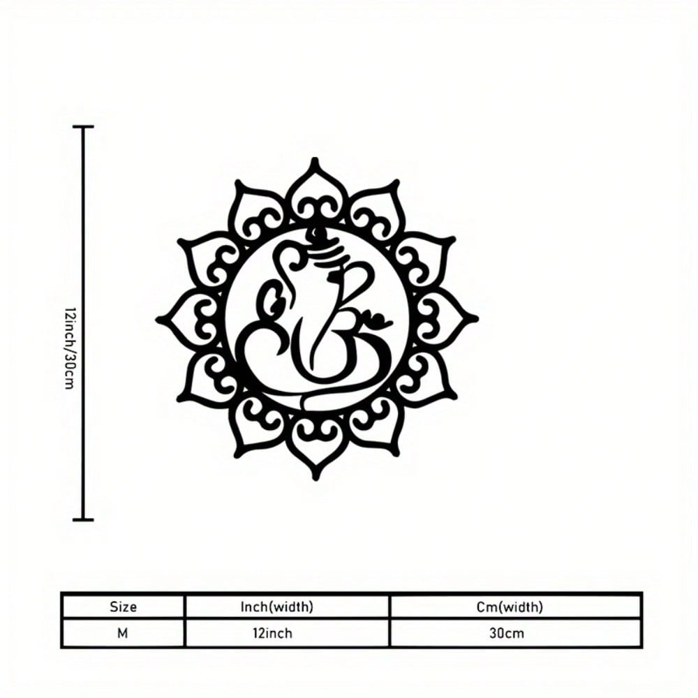 Metal Wall Art Lord Ganesha Black Iron Hindu God Silhouette Yoga Meditation Home Decor Spiritual Gift Indian Culture