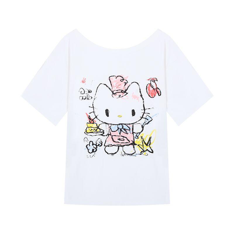 

Korean Style Lazy Relaxed Feeling Suit Shoulder Short Sleeve T-shirt Women s Summer Pink Trousers Loose Loose Pants Two-piece Set Off-white Tops L