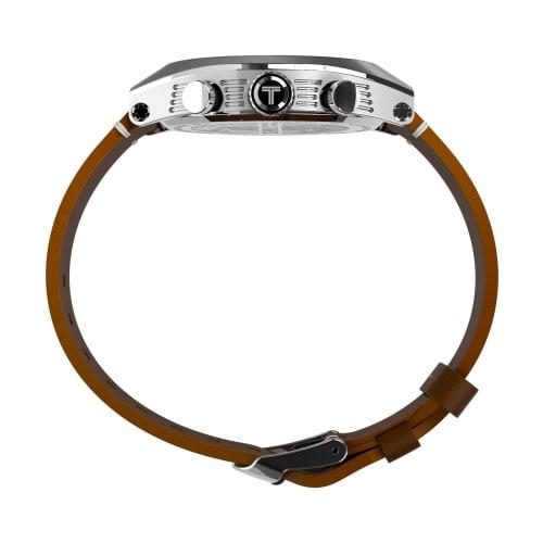 Timex Herreklokke Legacy Tom 42mm - Svart Rem, Svart Urskive, Rustfritt Stål Kasse, Brun/Sølvtone/Rustfritt Stål. Moderne design