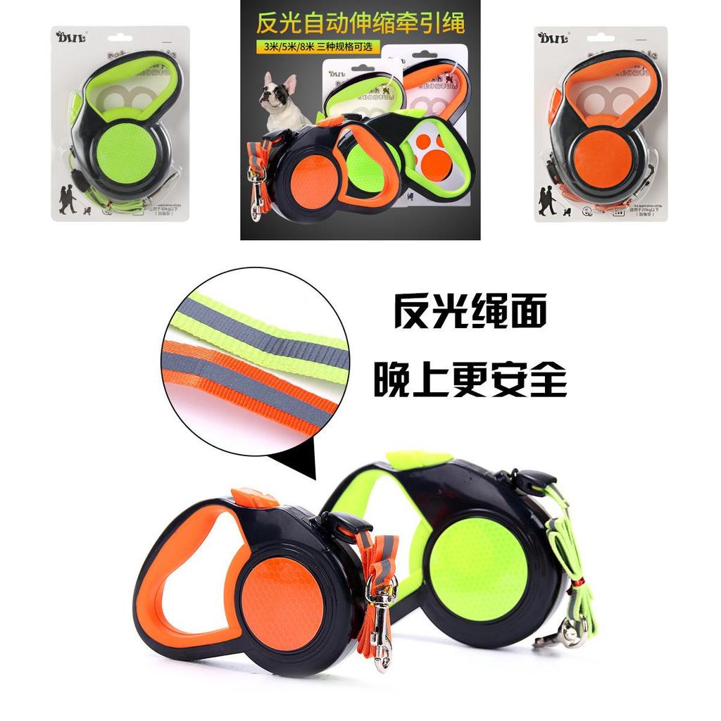 Pet Retractable Traction Rope Nylon Reflective Dog Lead For Walking And Training