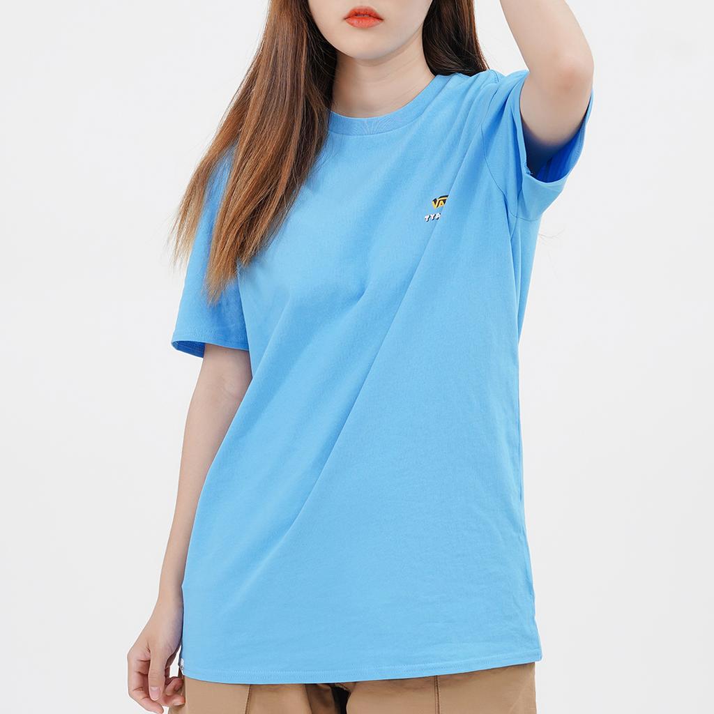 Vans X Tyakasha Collaboration Fun Cartoon Smiley Earth Print Sweet Cool Dopamine Short Sleeve Drop Shoulder T-Shirt Women T-Shirts Blue VN0A7YG11OO