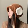 Warm Ear Protection Knitted Wool Hat with Big Head Circumference Showing Face Small Pile of Hats Versatile Head Hat