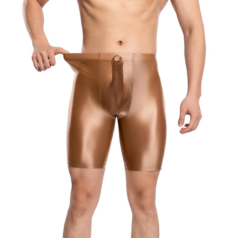 Sexy Männer Satin Glatt Penisring Boxer Gym Leggings U Konvexe Tasche Dessous Shorts Slip Höschen Elastische Hosen Formwäsche