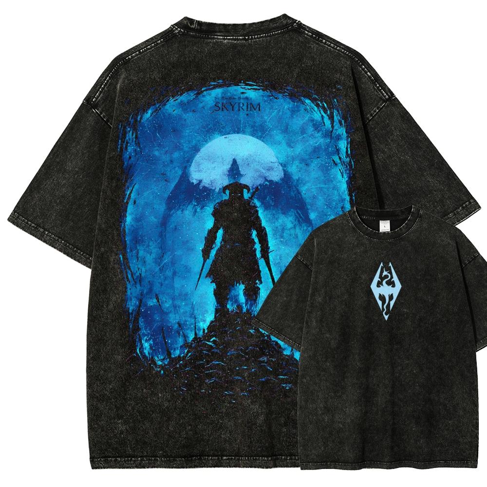 

The Elder Scrolls Anime Lover Washed T-shirt Year round clothing high quality personality Clothes Plus Size Unisex New Model Couples tee L