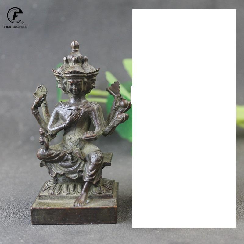 Thailand Four-Face Buddmst ldol Statue Southeast Asia Copper Buddha Erawan Figurines Crafts Home Decoration Desktop Ornaments