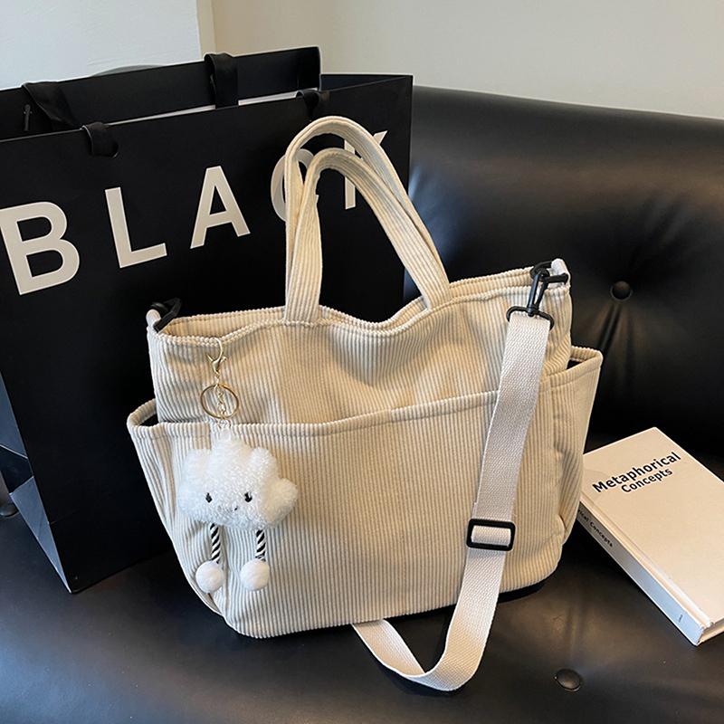  Simple Corduroy Shoulder Korean Large Capacity Tote Bag Daily Commuter Handbag Shopping Bags For Women Gifts