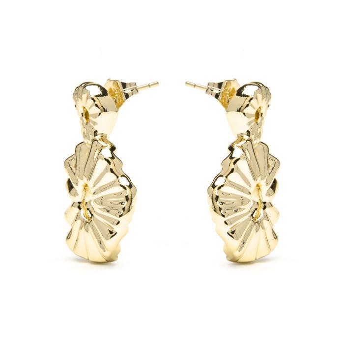Boucles d'oreilles - LUXENTER - Akdro - Plaqué or 18k - 32 x 22,4 mm - Fermoir pression