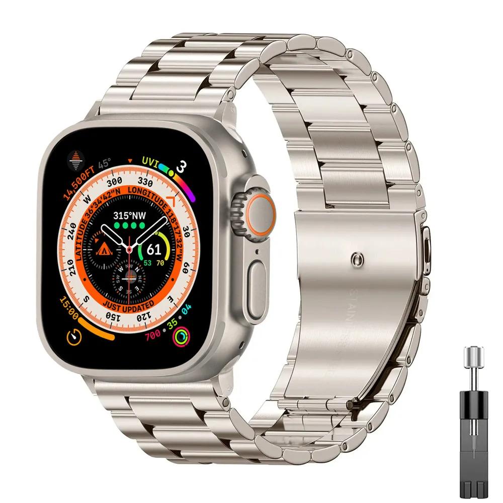 Stainless Steel titanium alloy Strap For Apple Watch Band Ultra 2 49mm 44mm 45mm 41mm Bracelet iwatch Series 6/7/8/9 watch case