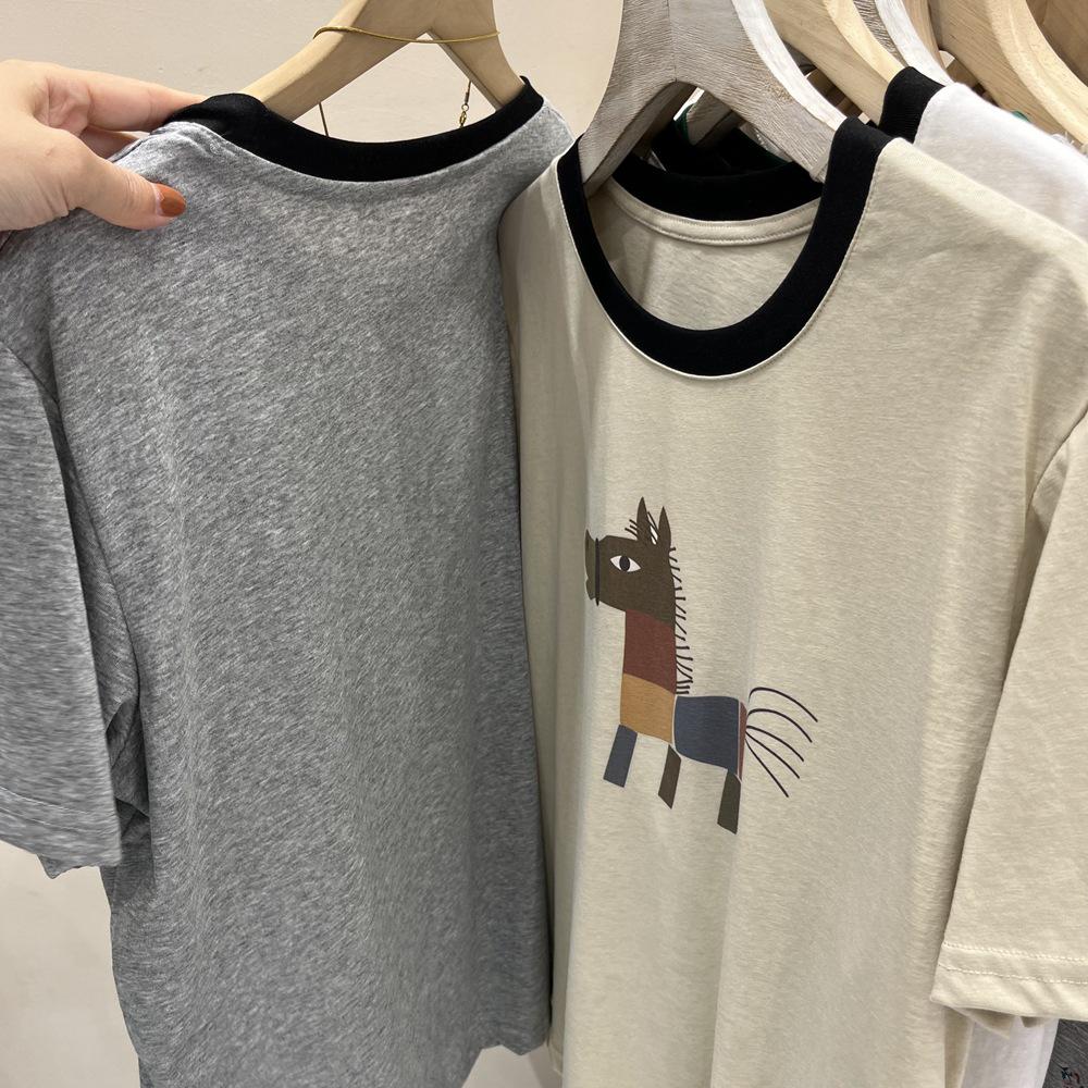 Colorful Horse Print Plus Size Summer Casual Loose Women's Cotton T-shirt