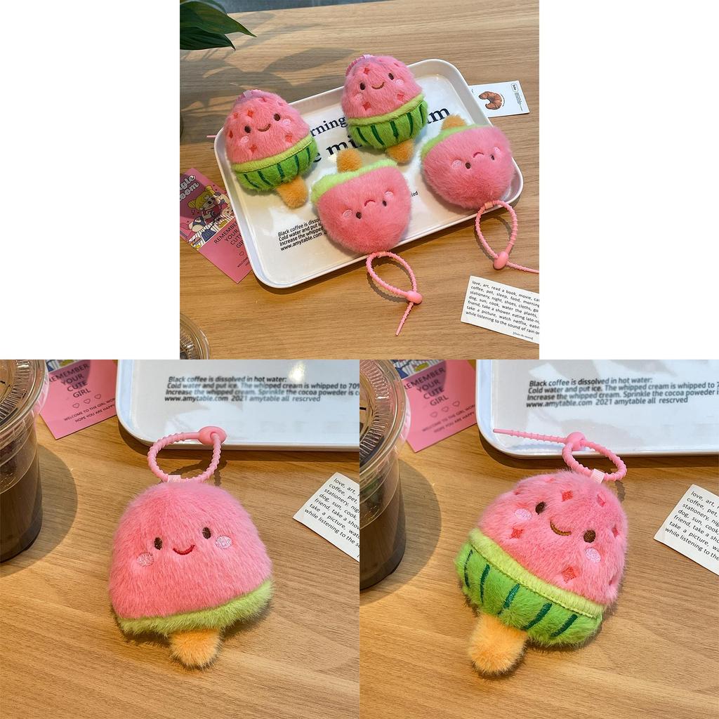 Cute Summer Watermelon Ice Cream Plush Keychain With Pp Cotton Filling For Kids And Teens