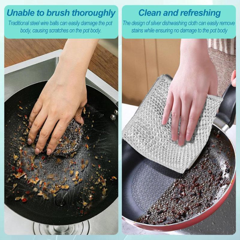 Rust Removal Cleaning Cloth Kitchen Magic Dishwashing Towel Metal Steel Wire Cleaning Rag Microwave Stove Clean Tools Dish Cloth