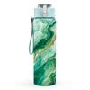 1PC Green Marble Swirl Agate Texture Background 750ml Color Plastic Sports Water Bottle Leakproof Flip Straw Lid Suitable for Sports Office Home Use
