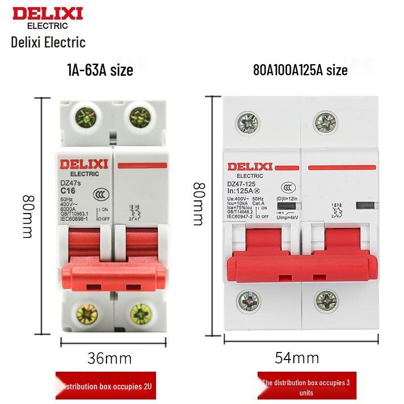 Delixi DZ47S 2P Single-Phase 220V D-Type Miniature Circuit Breaker
