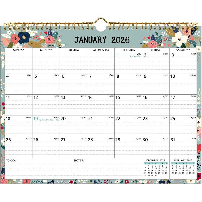 Wall Calendar 2026-2027 – 2 Year Calendar 2026-2027, 14.57 x 11.42 In, Jan 2026 - Dec 2027, 2026 Calendar 24 Months, Monthly 2026, with Ruled