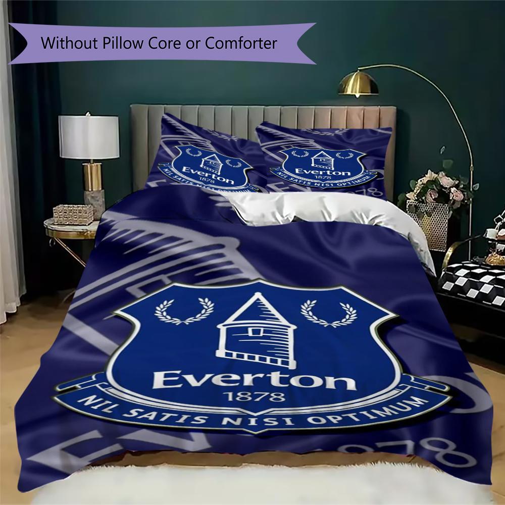 Everton FC Pattern Bedding Uilt Set Uilt Cover Pillowcase Home Decoration Birthday Gift (1 * Duvet Cover + 2 * Pillowcase  Without Core)41