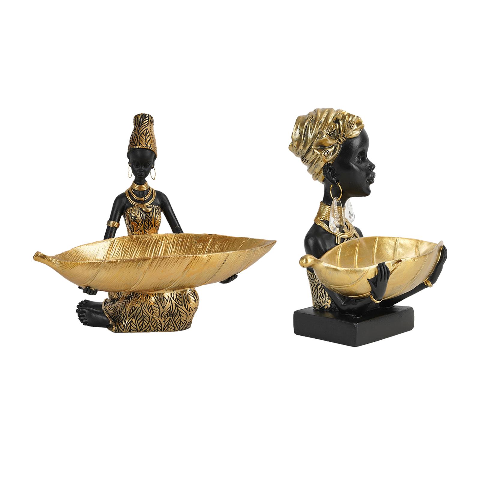 

Resin Desk Storage Tray Statue Girls Tribal Key Storage Holder Multifunction for Entrance Shop Apartment Bedroom Decor