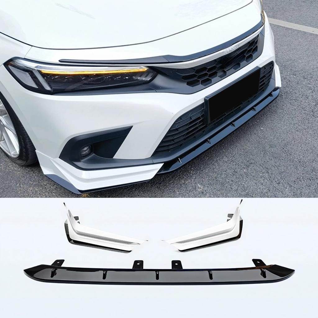 Splitter Front Air Dam Guard Bumper Lip Chin Protector Glossy Black Tuning Trim For Honda Civic 11th FE1 Sedan 4Doors 2021-2024