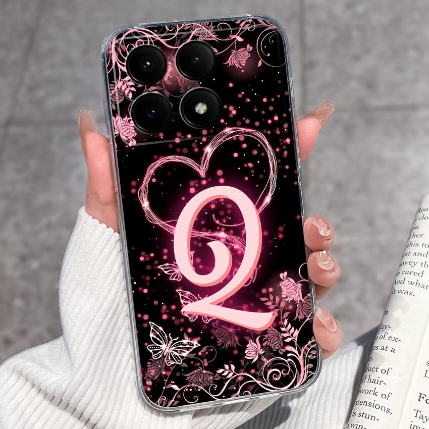 Casing For Redmi K70 K80 K60 K50 K40 K30 K20 Pro K70e K60e K90 Pro Max Phone Case Premium Letters Pattern Transparent TPU Back Cover For Redmi Housing