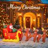 12.14FT Xmas Yard Party Decoration Inflatable Santa Claus Reindeer Sleigh Toys LED Light Home Ornaments Supplies Christmas Gift