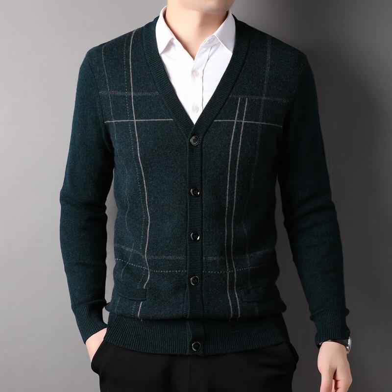 Men's 100% Wool V-Neck Cardigan Sweater