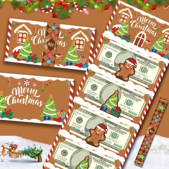 Vánoční červená obálka držák na peníze se 6 přihrádkami DIY sváteční krabička na hotovostní karty překvapení držák na vánoční dárkovou kartu