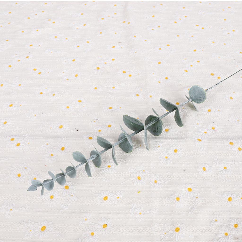 Eucalyptus Stem Decor 24 Leaves Plastic Iron Wire Artificial Fake Faux Eucalyptus Stem for Home Party Wedding Decoration