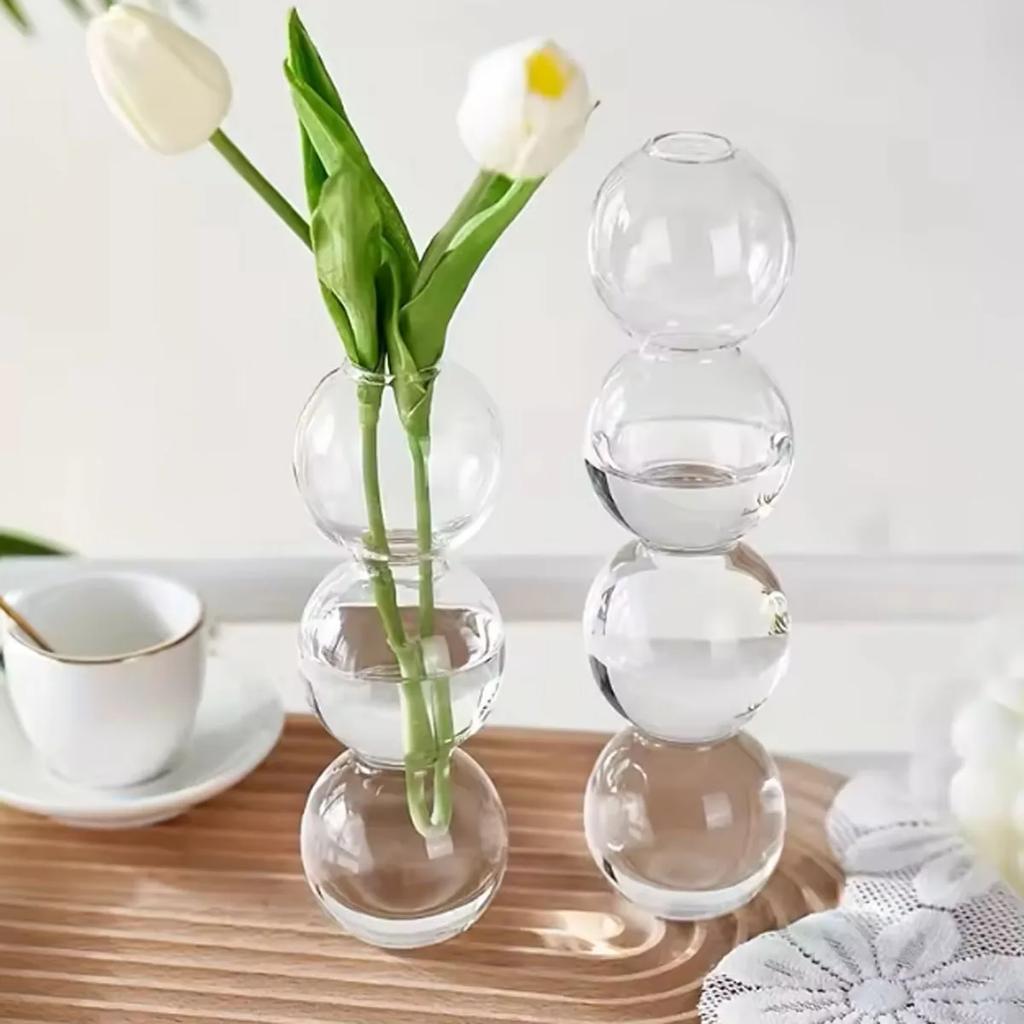 Severská skleněná bublinková váza - Čirý hydroponický květináč pro domácí stolní dekoraci, Roztomilý jednoduchý nápad na dárek a Dekorace pro aranžování květin