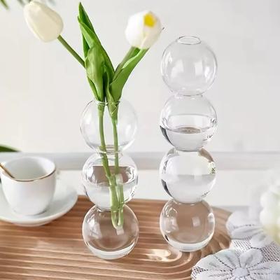Nordische Glasblasen-Vase - Klarer Hydrokultur-Pflanzgefäß für Heim-Schreibtischdeko, Niedliche Einfache Geschenkidee & Blumengesteck-Dekoration