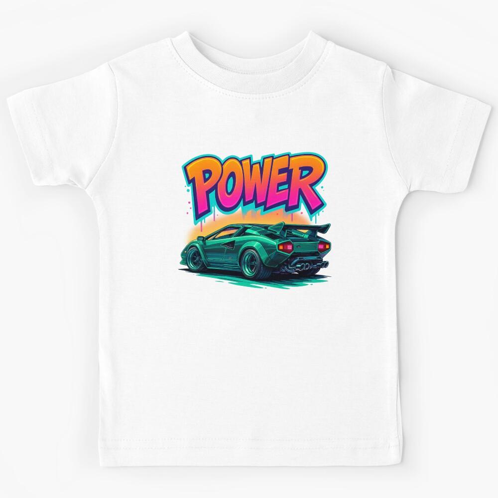 POWER – Retro Supercar with Neon Graffiti / Ahau Designs Kids T-Shirt 100