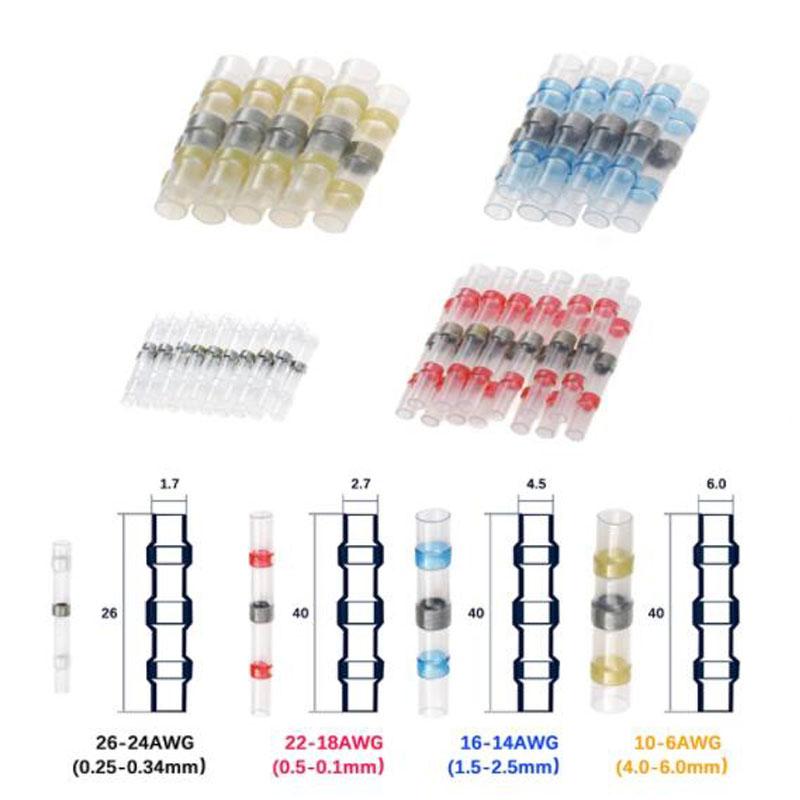 10PCS pájecí elektrické svorky Smršťovací bužírka Konektory těsnění Vodotěsné konektory na tupo Spojky izolované drátem