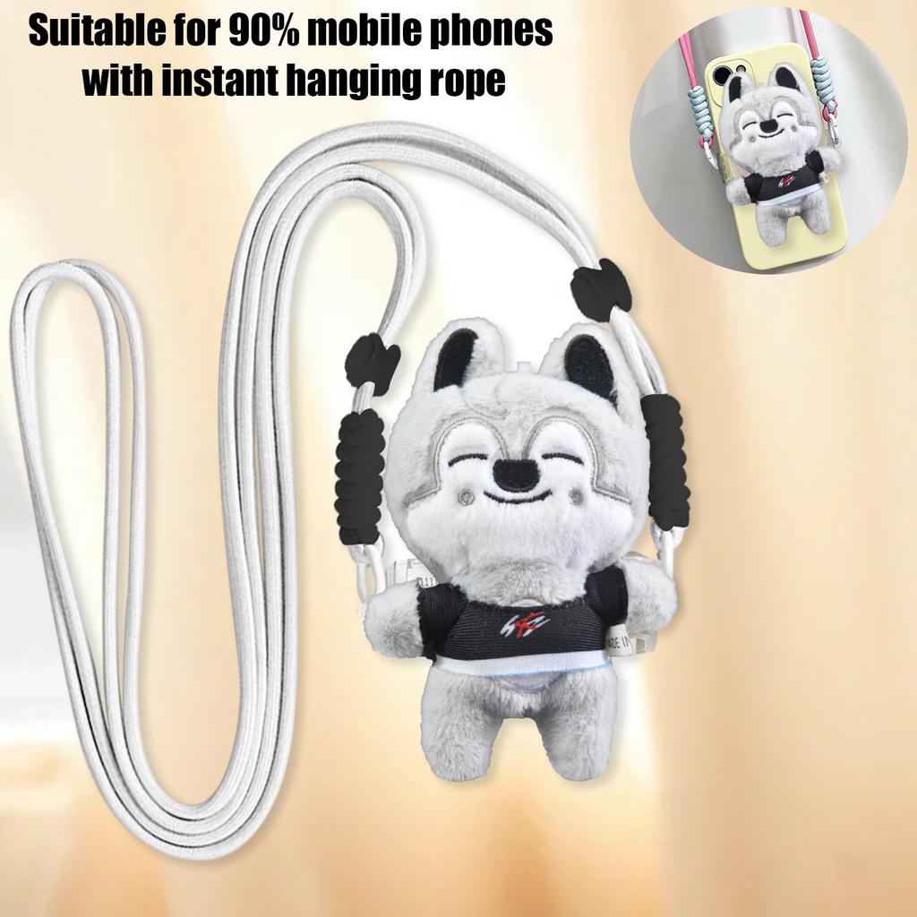 Niedlicher Puppen-Handy-Rückclip mit Hängeseil