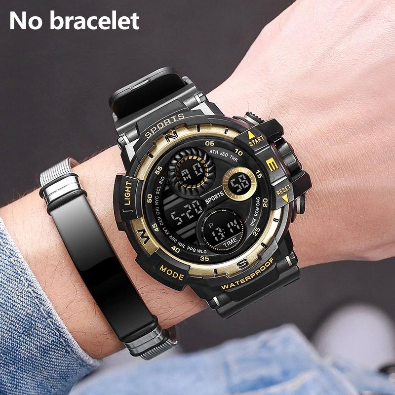 Black Digital Watch for Men Sports Watches Waterproof Outdoor Chronograph Hand Clock G Infantry Shock Student Wristwatch
