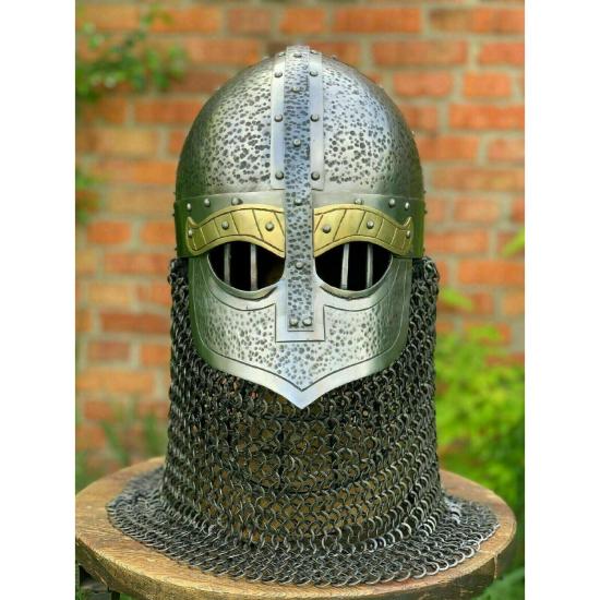 Викингский Средневековый Шлем SCA LARP Средневековый Шлем Стальной Латунный Шлем