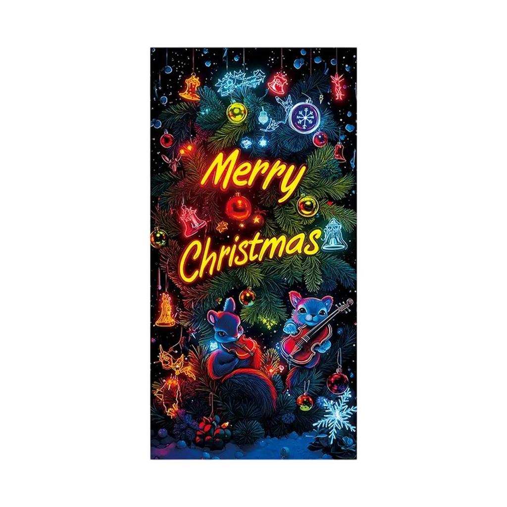Christmas UV Fluorescent Door Banner/cover Background/holiday Party Decoration/Christmas Decorative Hanging Cloth