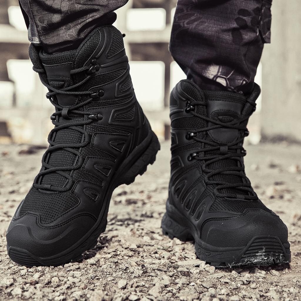 TUINANLE Man Safety Shoes Work Army Boots Breathable Slip Resistant Desert Climbing Hiking Shoes for Men