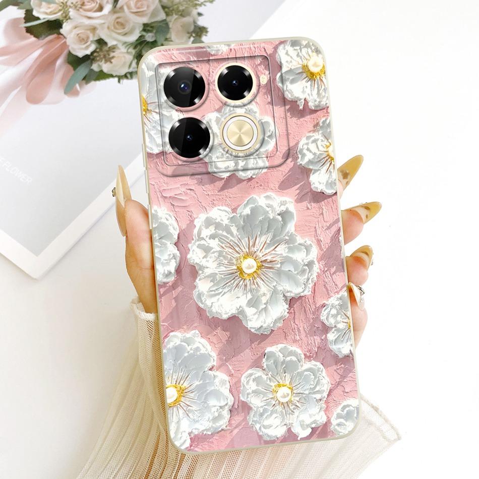 For Infinix Note 40 Pro 4G 5G / Note 40 Pro+ / Note40 X6853 Cute Cat Flower Cartoon Phone Case Soft Silicone Cover Bumpers
