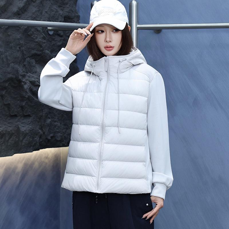 Damen Kurze Mittellange Daunenjacke Winter Warm Stehkragen Einfarbig Lässig Oberbekleidung Mantel