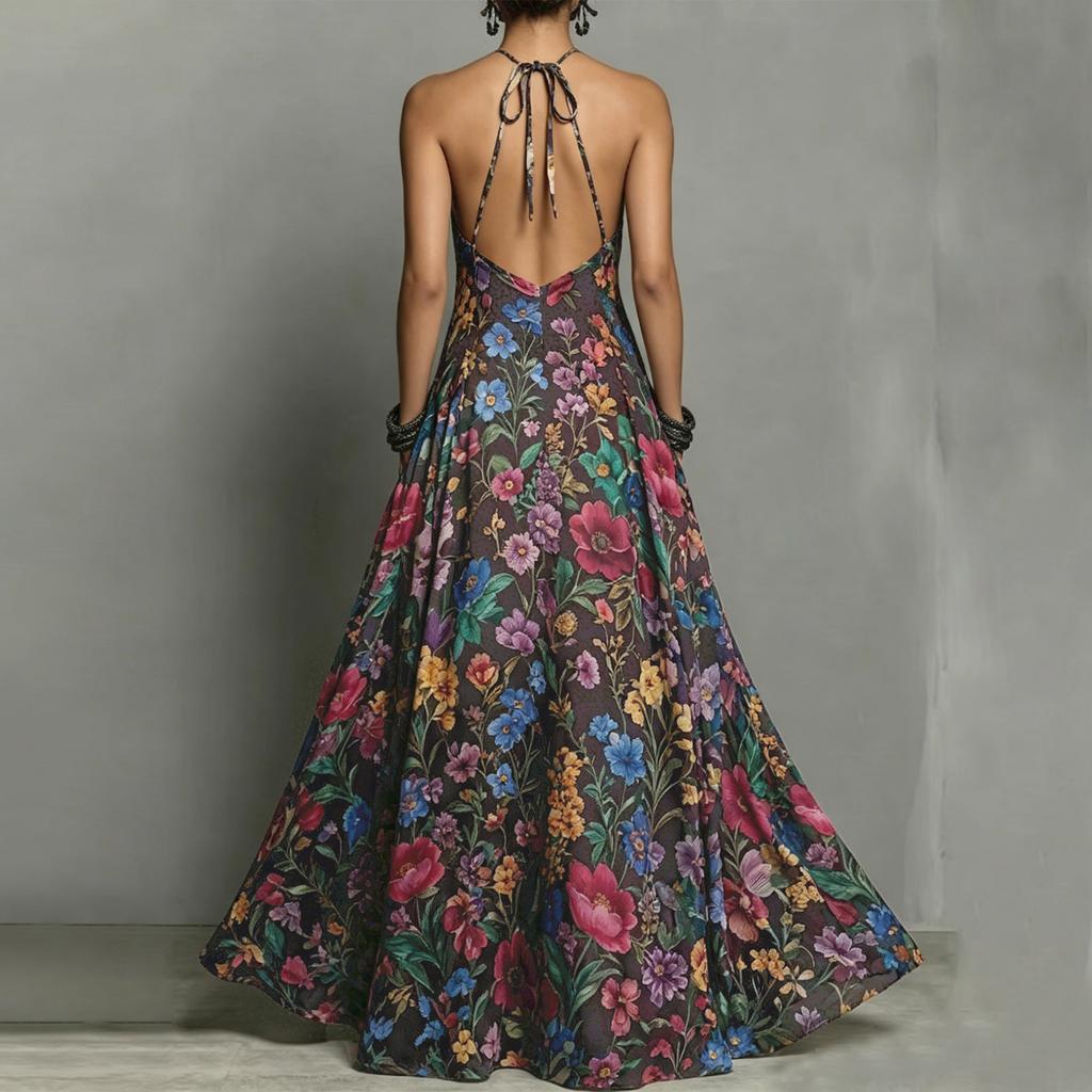 Women's Casual Floral Print Neck Jumpsuit