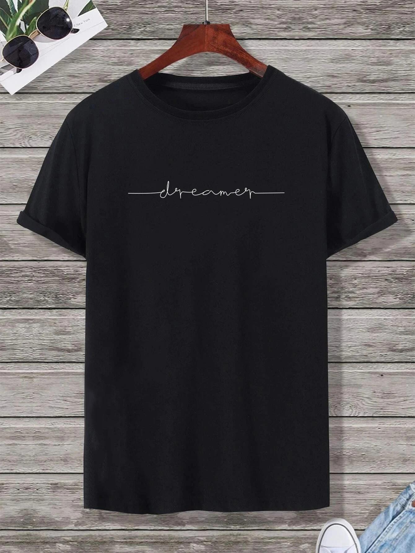 

Мужские футболки с коротким рукавом с принтом мечтатель , удобные футболки на лето XXXXXL чёрный