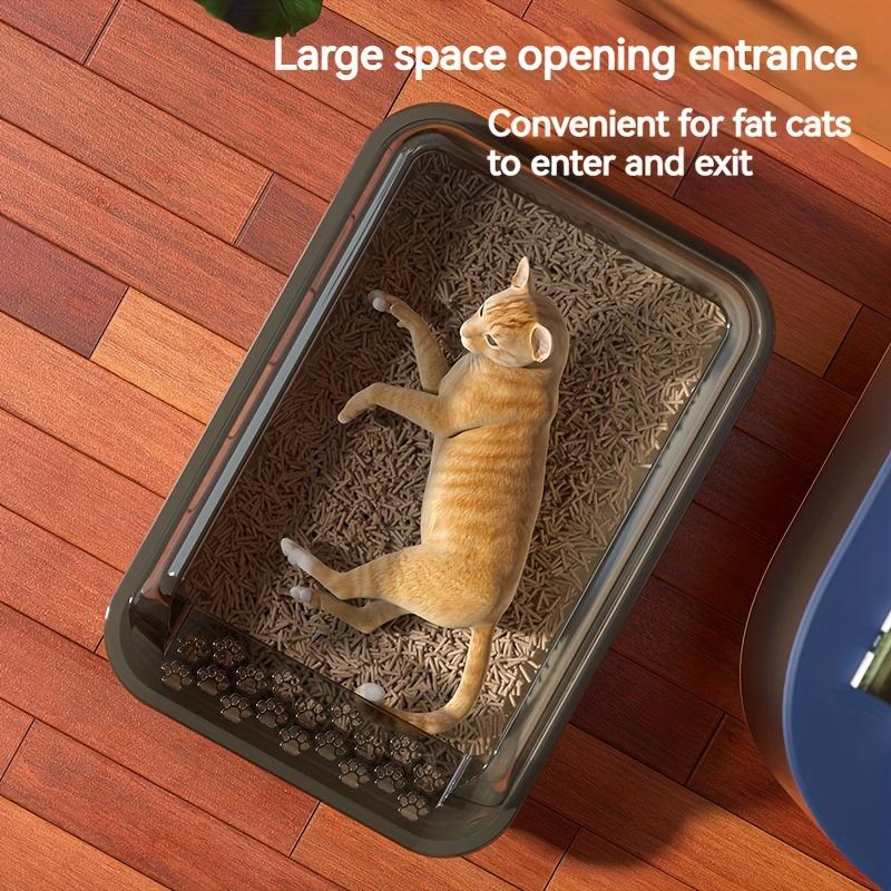 Standard-Katzentoilette mit großem Fassungsvermögen, 18 l – rechteckige Katzentoilette aus Polypropylen mit hohem Zaun und Schaufel – Geruchsisolierung und Sandverhinderung