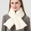 Autumn Winter Down Scarf For Women Girls Soft Cross Solid Colors Waterproof Plush Scarves Lady Warmer Neck Protection