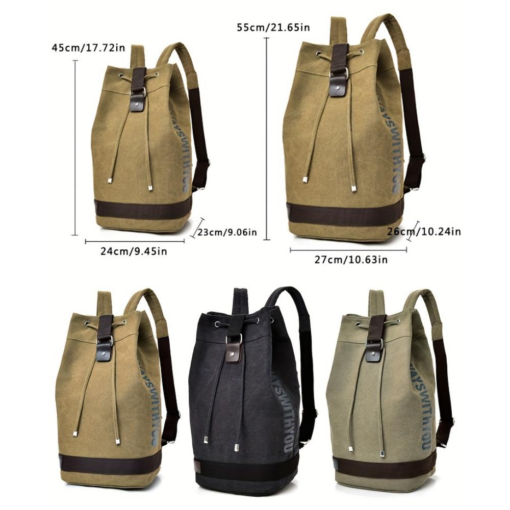 Fashion Canvas Sports Backpack Barrel Bag Travel Computer Backpack Men's Bag Leisure Travel School Bag Unisex