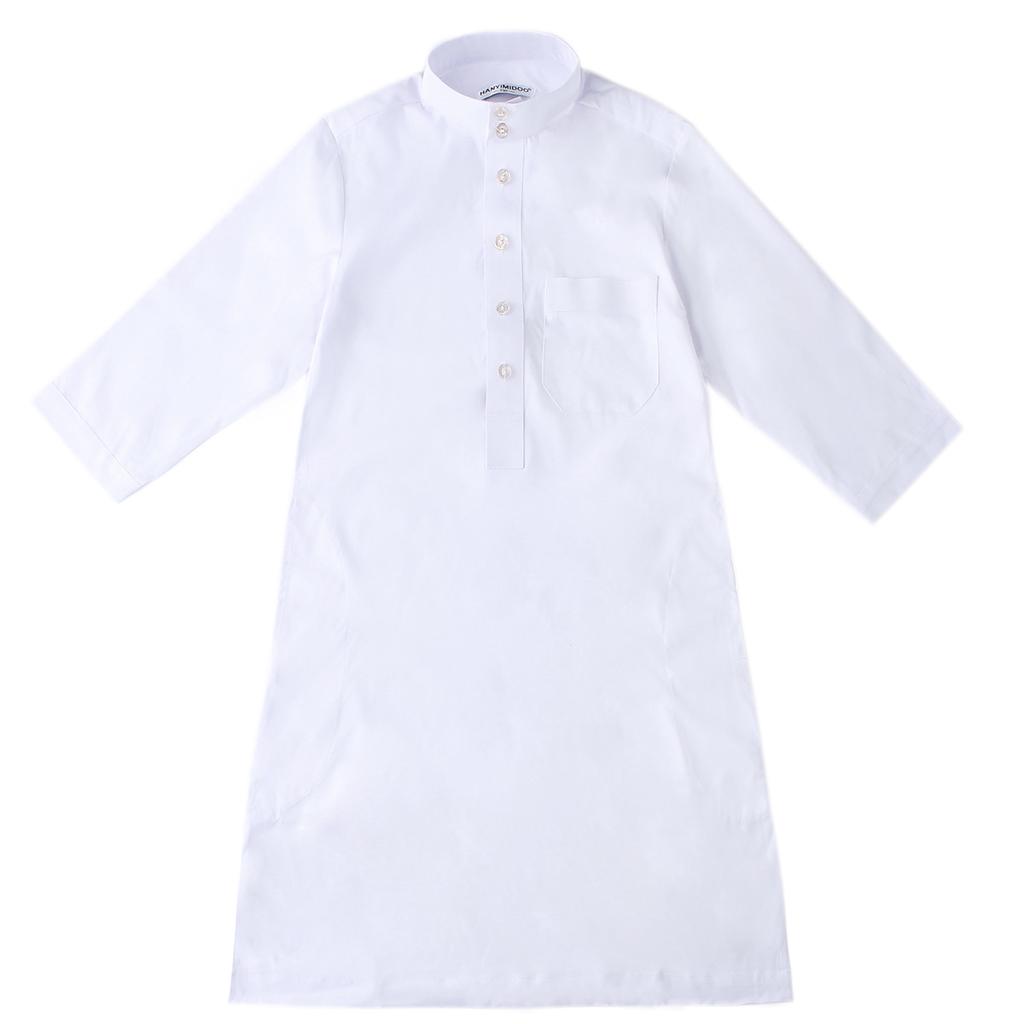 Muslim Kids Boys Saudská Arabská Thobe Robe Top Kalhoty Kaftan Arab islámské oblečení